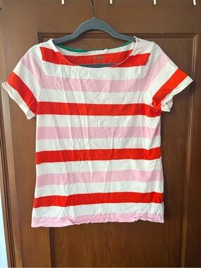 Boden Striped Tee Shirt - Pink, Red, White size 10